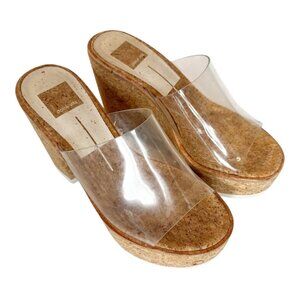Dolce Vita Elania Translucent Strap Cork Platform Sandal Size 7